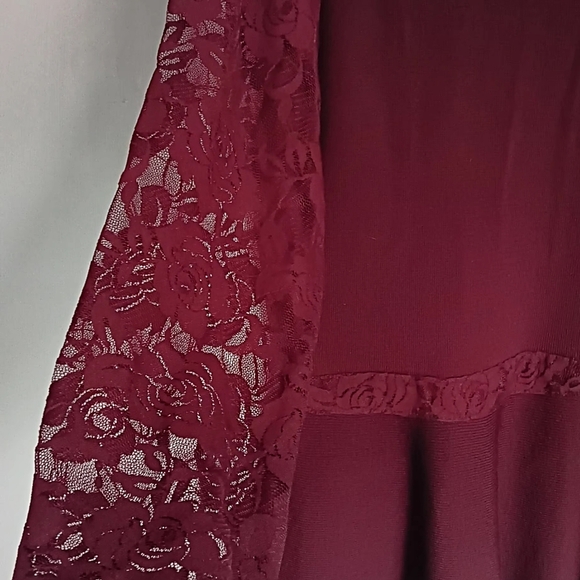 INC International Concepts  Turtleneck Lace Sleeves, Sweater, Burgundy, XL, NWOT - Picture 2 of 4